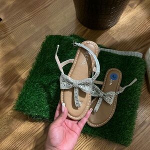 Elle Silver Sandals with Sparkling Bow